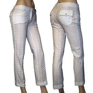 WHITE EYELET CAPRI-PANTS by DOLCE & GABBANA